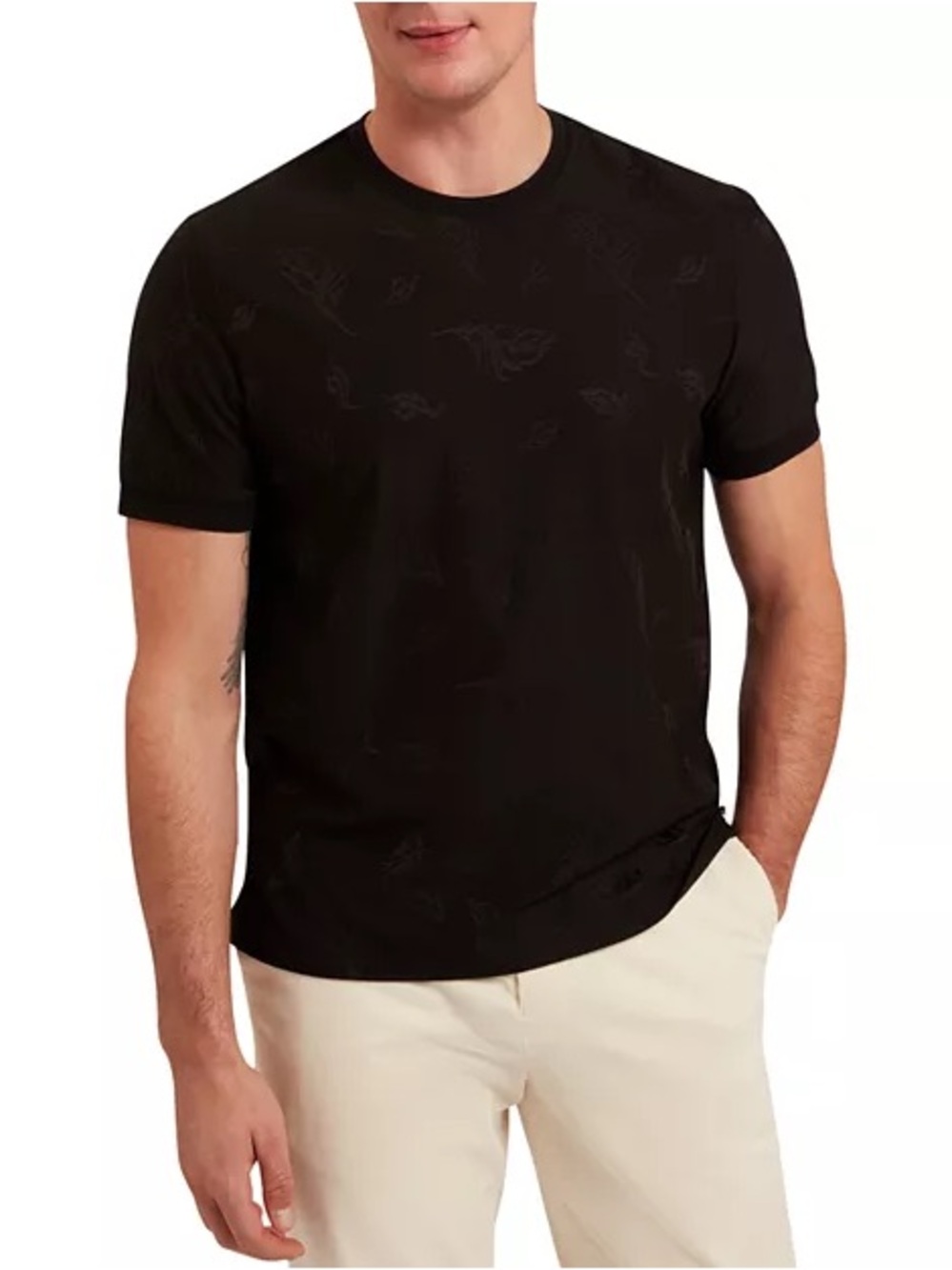 Ted Baker London Lipsto Men’s Black Floral T-Shirt Size 3 Regular NWT